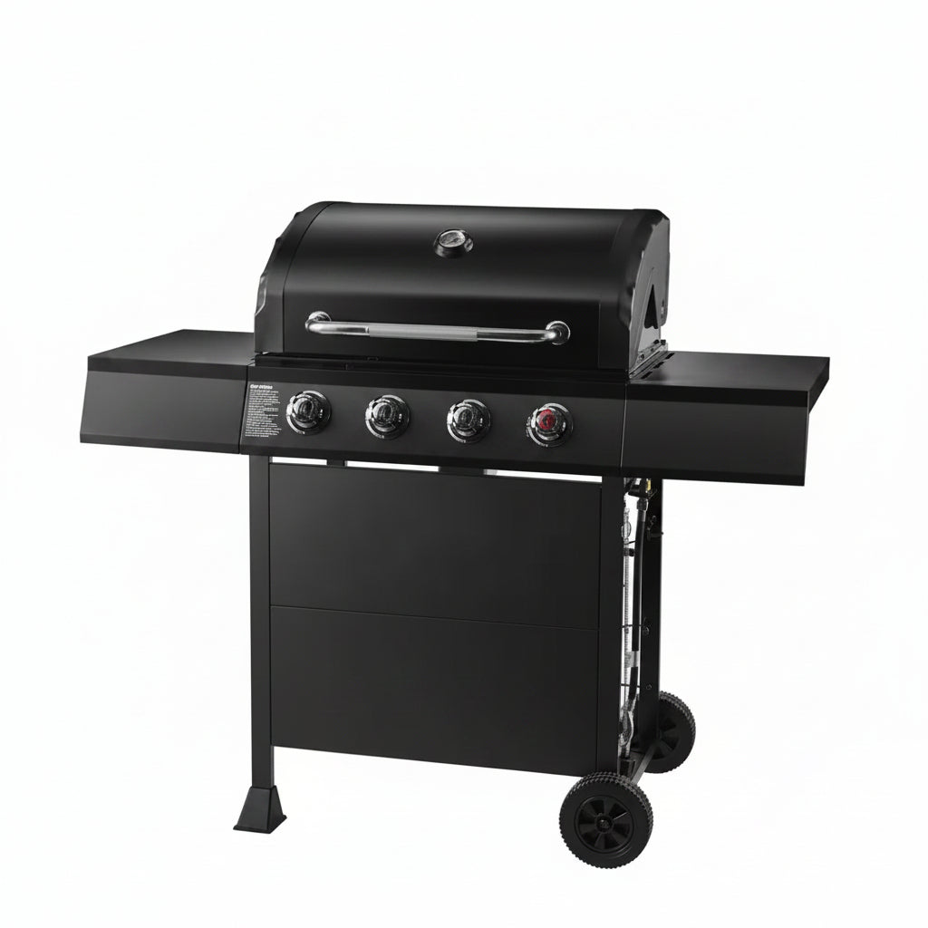 4-Burner Propane Gas Grill in Matte Black with Trivantage Multifunctional Cooking System