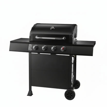 4-Burner Propane Gas Grill in Matte Black with Trivantage Multifunctional Cooking System