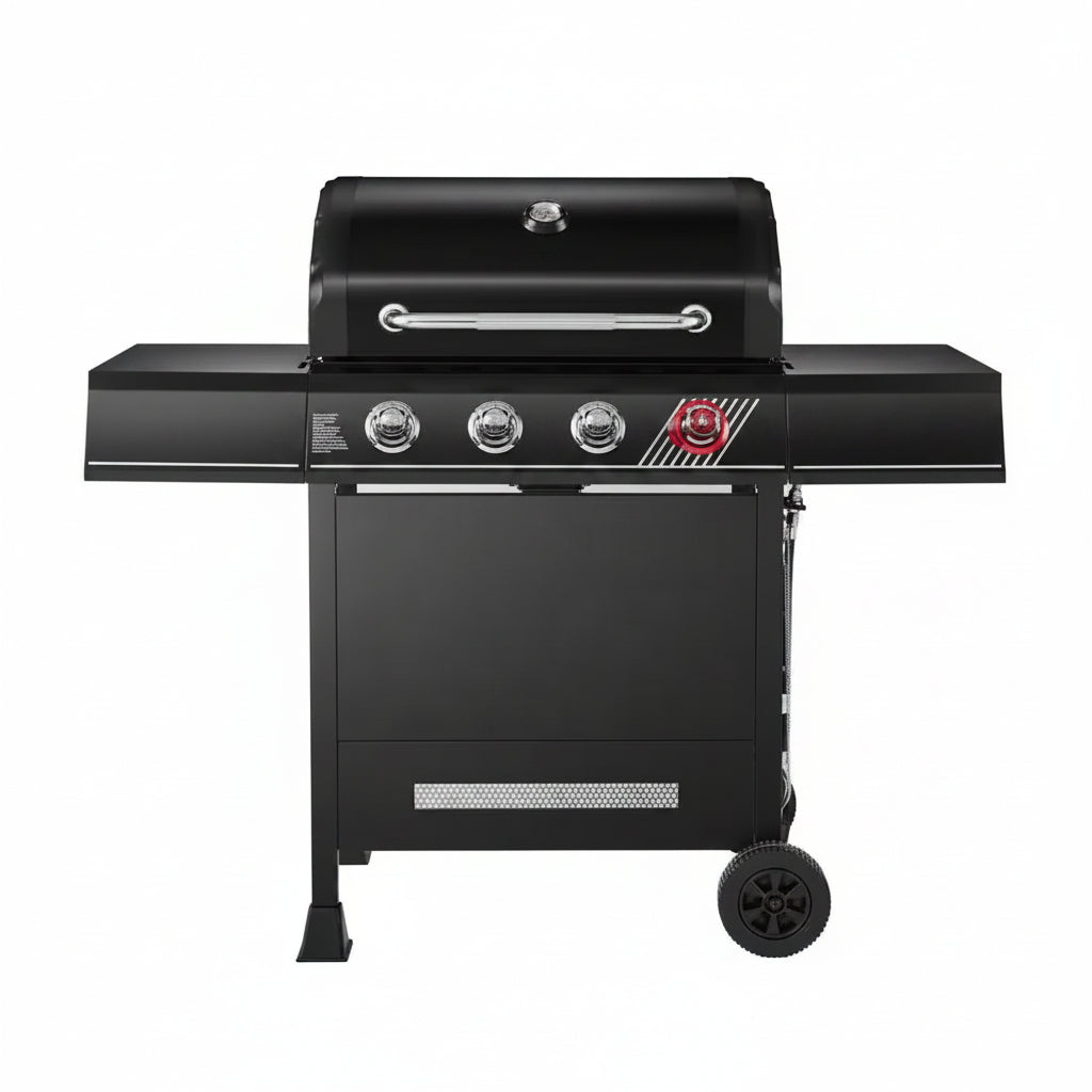 4-Burner Propane Gas Grill in Matte Black with Trivantage Multifunctional Cooking System