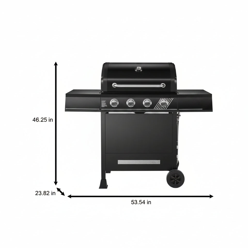 4-Burner Propane Gas Grill in Matte Black with Trivantage Multifunctional Cooking System